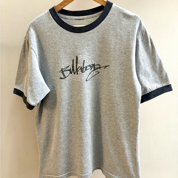 Billabong Other - Billabong VTG late 90s Y2K grey/black graffiti logo ringer t-shirt CUT TAG L/XL